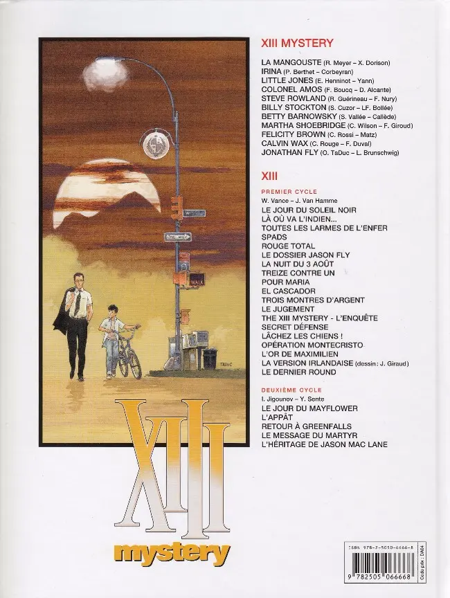 Verso de l'album XIII Mystery Tome 11 Jonathan Fly