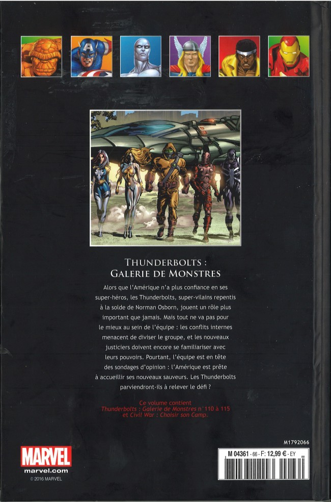 Verso de l'album Marvel Comics - La collection de référence Tome 66 Thunderbolts - Galerie de Monstres
