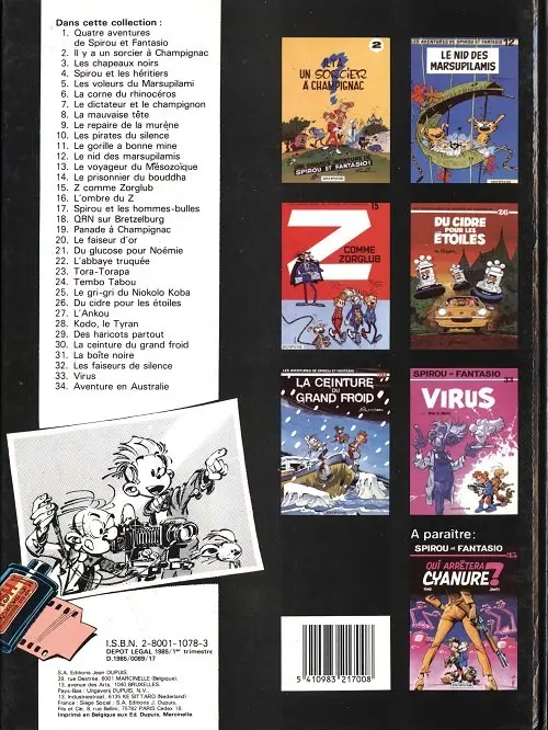 Verso de l'album Spirou et Fantasio Tome 34 Aventure en Australie