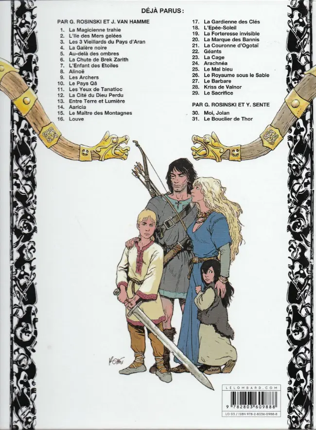 Verso de l'album Thorgal Tome 18 L'Épée-Soleil