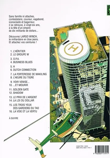 Verso de l'album Largo Winch Tome 1 L'héritier