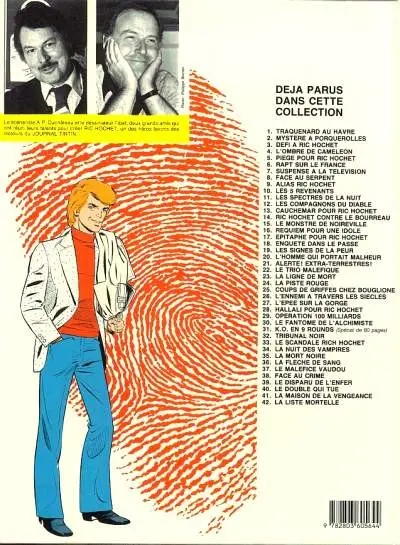 Verso de l'album Ric Hochet Tome 19 Les signes de la peur