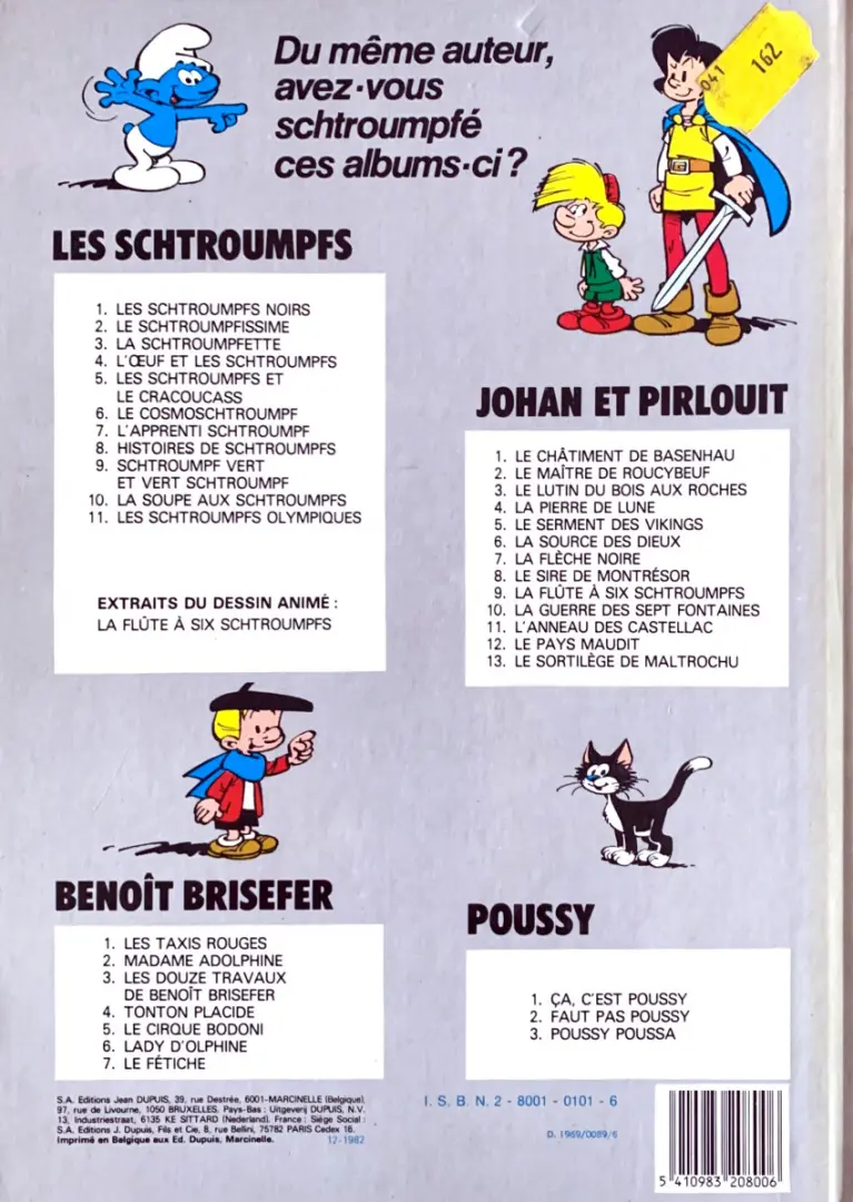 Verso de l'album Johan et Pirlouit Tome 7 La flèche noire