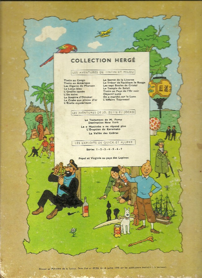 Verso de l'album Tintin Tome 15 Tintin au pays de l'or noir