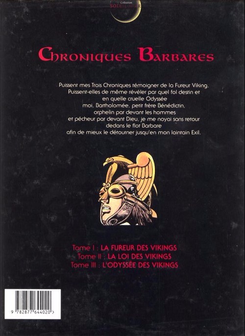 Verso de l'album Chroniques Barbares Tome 3 L'odyssée des Vikings