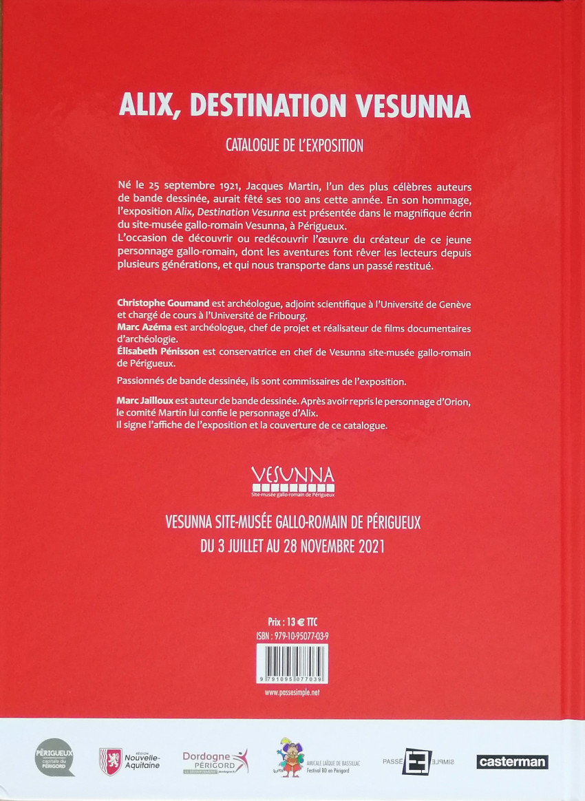 Verso de l'album Alix Destination Vesunna