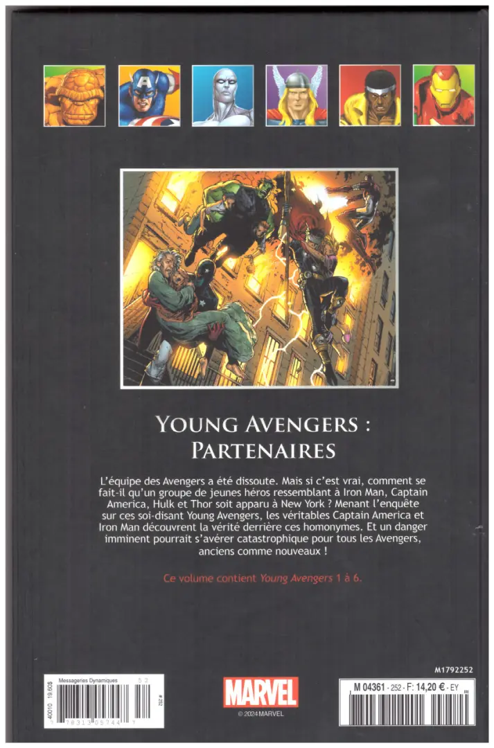 Verso de l'album Marvel Comics - La collection de référence Tome 252 Young Avengers : Partenaires