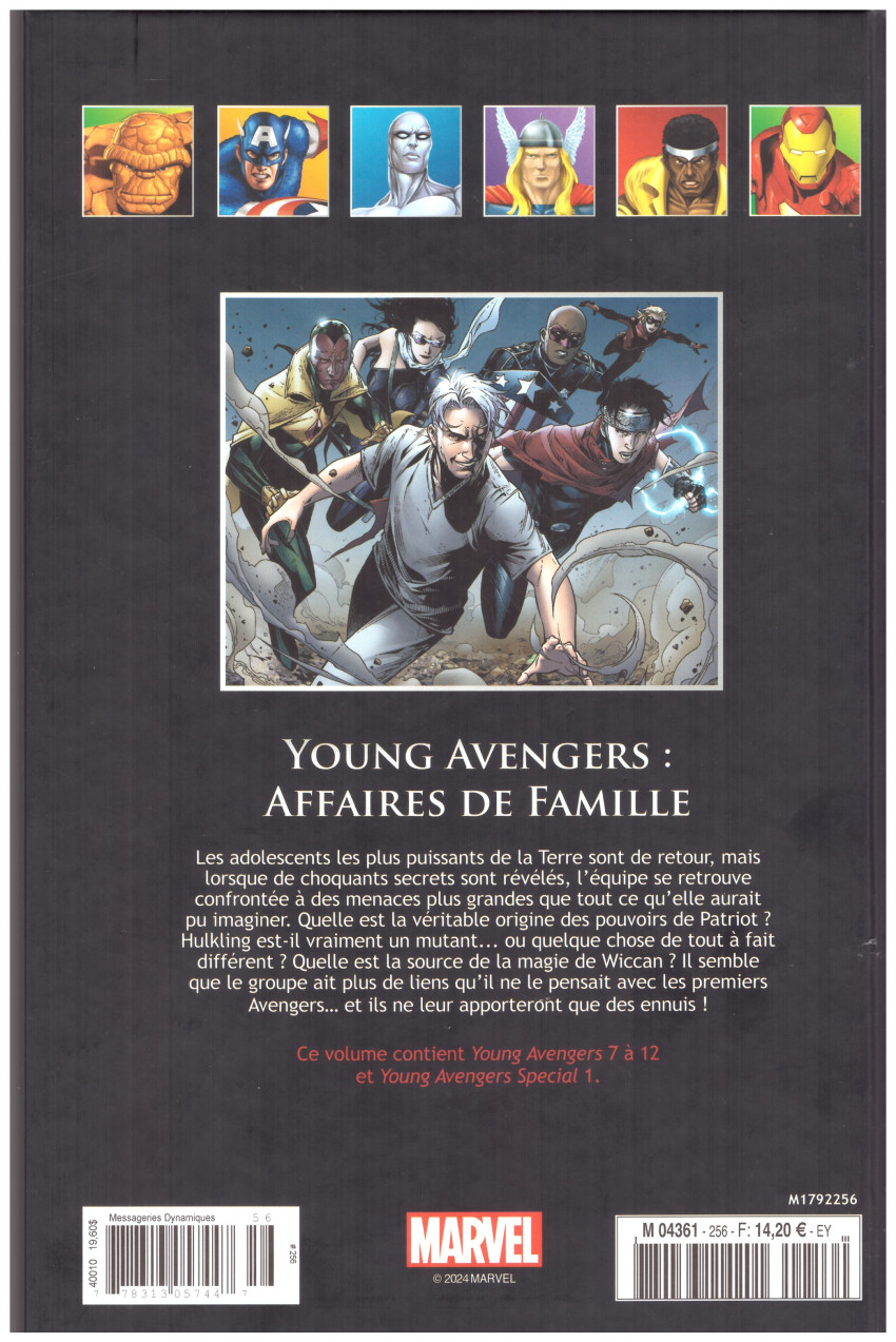 Verso de l'album Marvel Comics - La collection de référence Tome 256 Young Avengers - Affaires de Famille