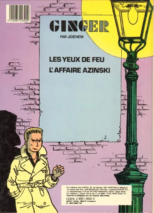 Verso de l'album Ginger Tome 4 Les yeux de feu