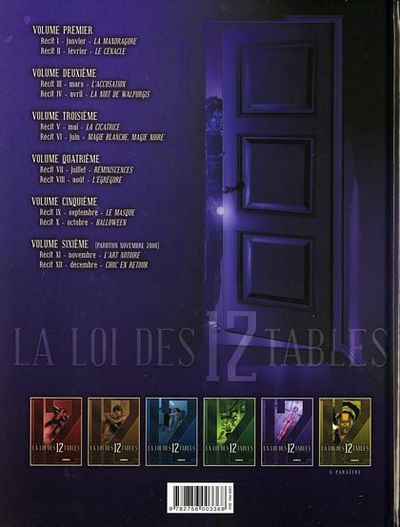 Verso de l'album La Loi des 12 tables Volume Cinquième
