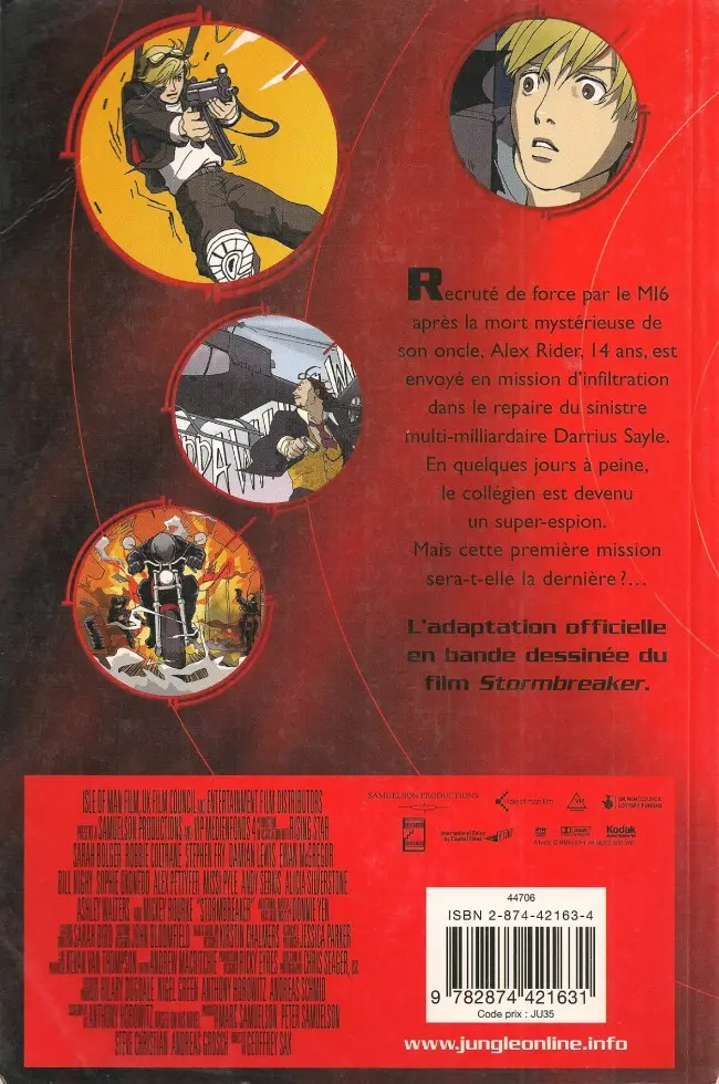 Verso de l'album Alex Rider Stormbreaker