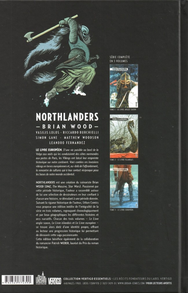 Verso de l'album Northlanders Tome 3 Le livre européen