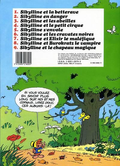 Verso de l'album Sibylline - Dupuis Tome 9 Sibylline et le chapeau magique