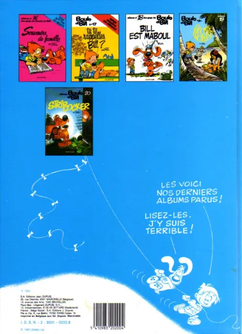 Verso de l'album Boule & Bill Tome 4 60 gags de Boule et Bill