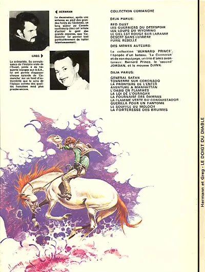 Verso de l'album Comanche Tome 7 Le doigt du diable