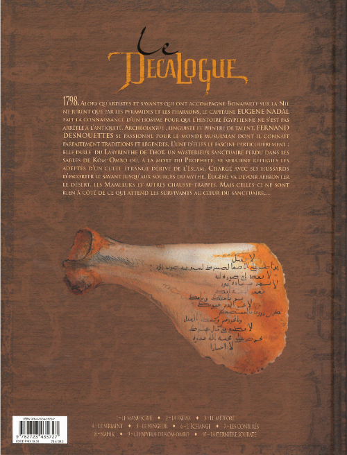 Verso de l'album Le Décalogue Tome 9 La papyrus de Kôm-Ombo