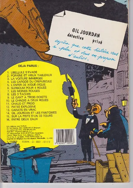 Verso de l'album Gil Jourdan Tome 2 Popaïne et vieux tableaux