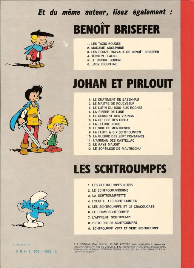 Verso de l'album Johan et Pirlouit Tome 5 Le serment des vikings