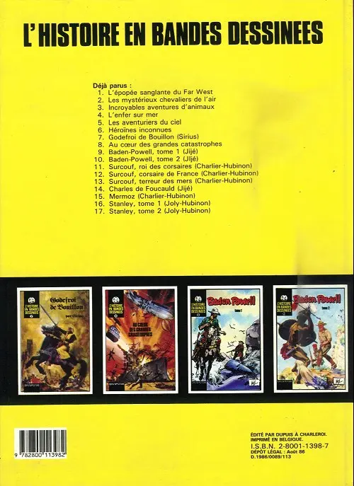 Verso de l'album Stanley Tome 1