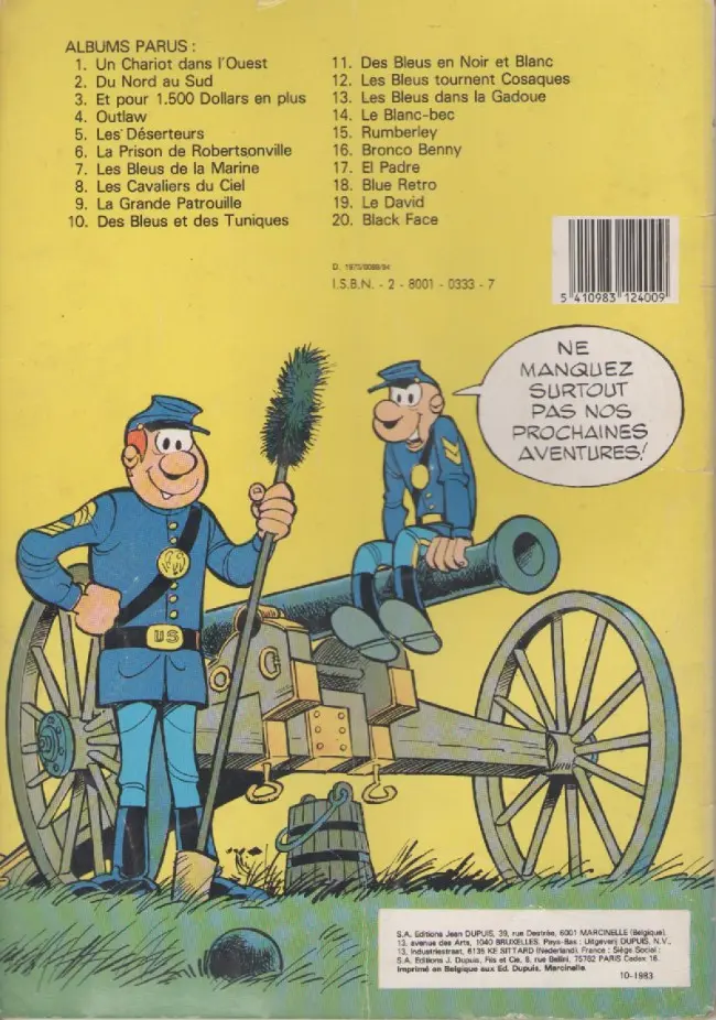 Verso de l'album Les Tuniques Bleues Tome 4 Outlaw
