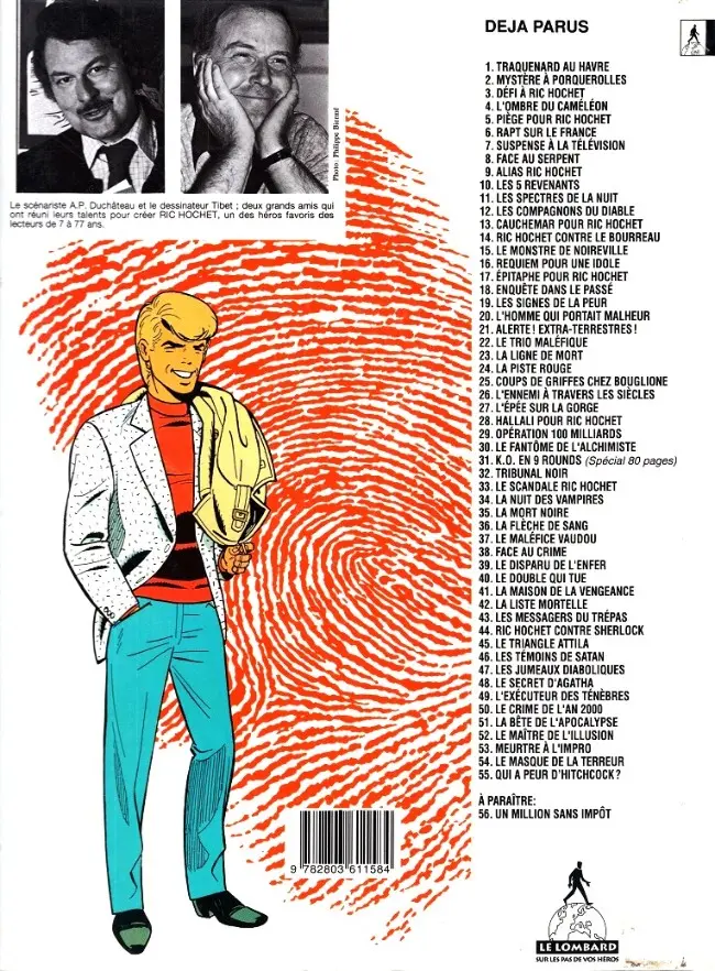Verso de l'album Ric Hochet Tome 55 Qui a peur d'Hitchcock?