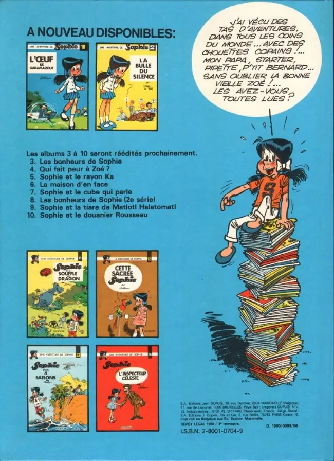 Verso de l'album Sophie Tome 15 Sophie et Donald Mac Donald