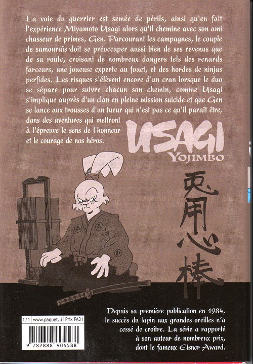 Verso de l'album Usagi Yojimbo 25