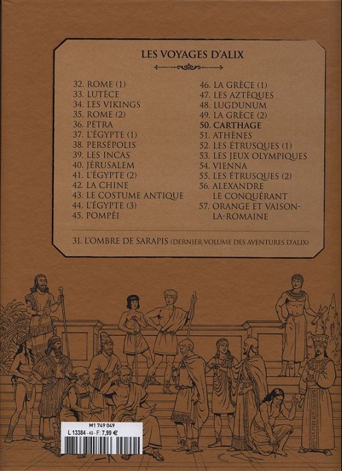 Verso de l'album Alix La collection Tome 50 Les voyages d'Alix - Carthage