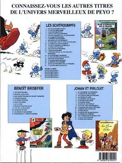 Verso de l'album Les Schtroumpfs Tome 22 Le Schtroumpf reporter