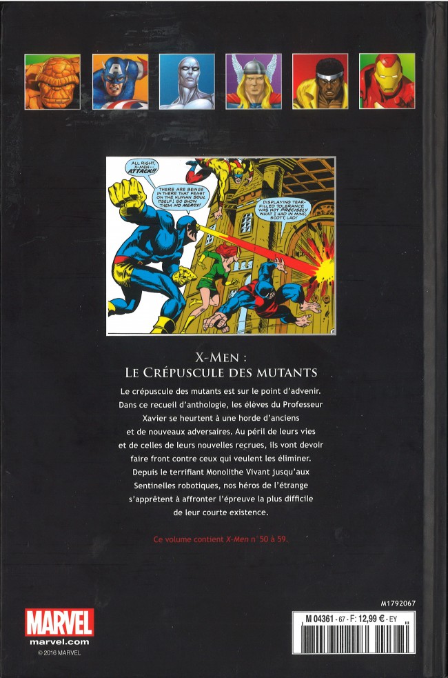 Verso de l'album Marvel Comics - La collection de référence Tome 67 X-Men - Le Crépuscule des Mutants