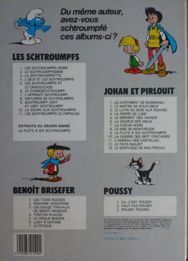 Verso de l'album Les Schtroumpfs Tome 10 La soupe aux Schtroumpfs