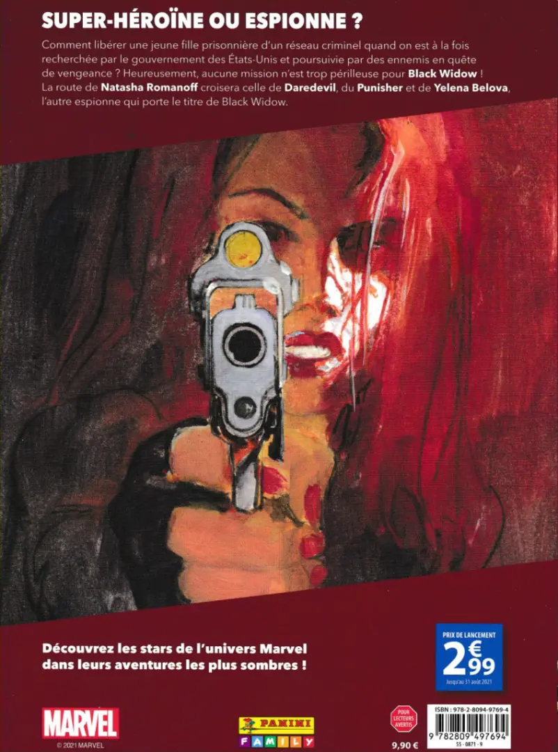Verso de l'album Marvel - Le côté obscur Tome 1 Black Widow - Ce qu'ils disent d'elle