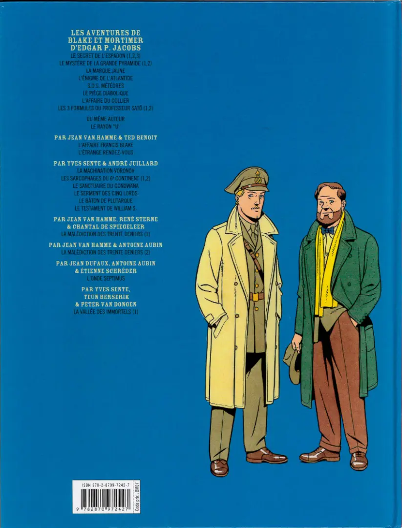 Verso de l'album Blake et Mortimer Tome 24 Le Testament de William S.