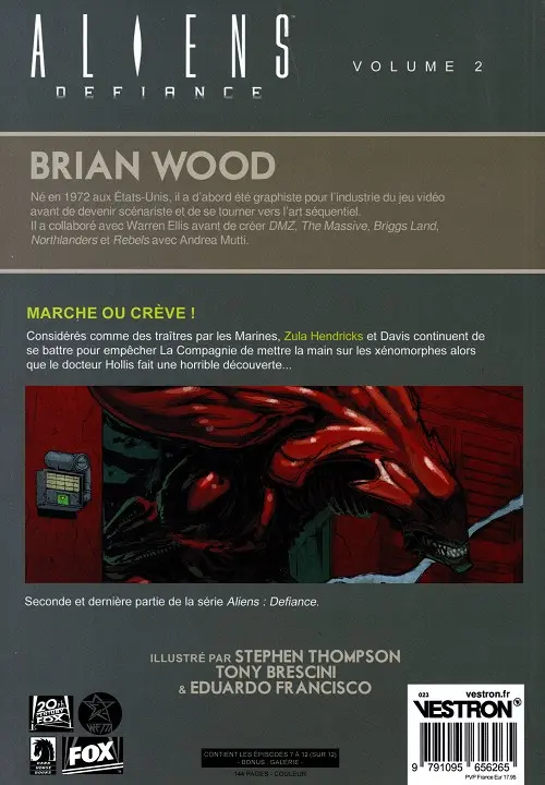 Verso de l'album Aliens : Defiance 2