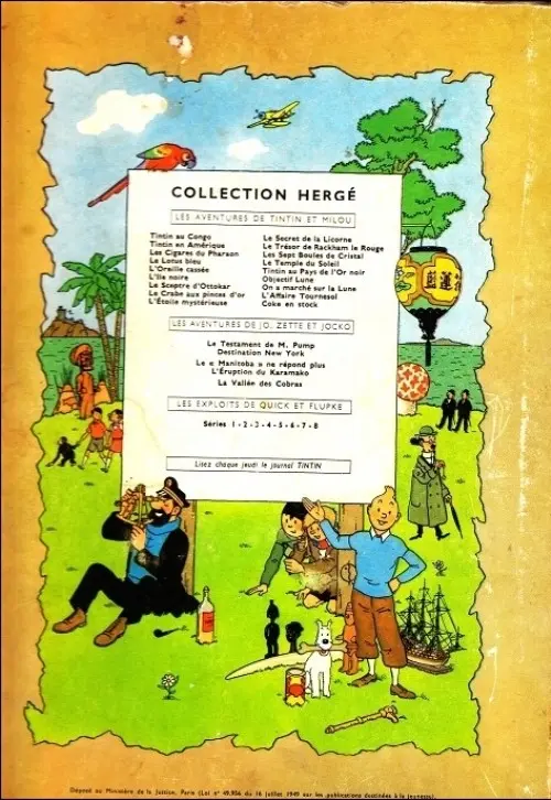 Verso de l'album Tintin Tome 15 Tintin au pays de l'or noir