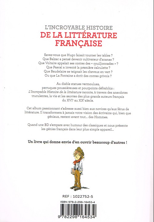Verso de l'album L'Incroyable Histoire de la Littérature Française