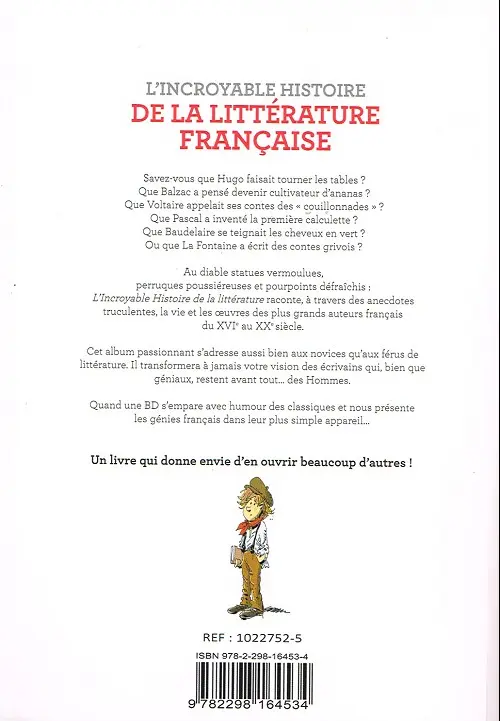 Verso de l'album L'Incroyable Histoire de la Littérature Française