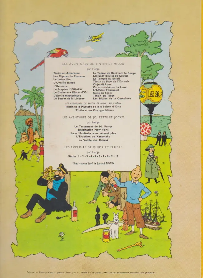 Verso de l'album Tintin Tome 12 Le Trésor de Rackham le Rouge