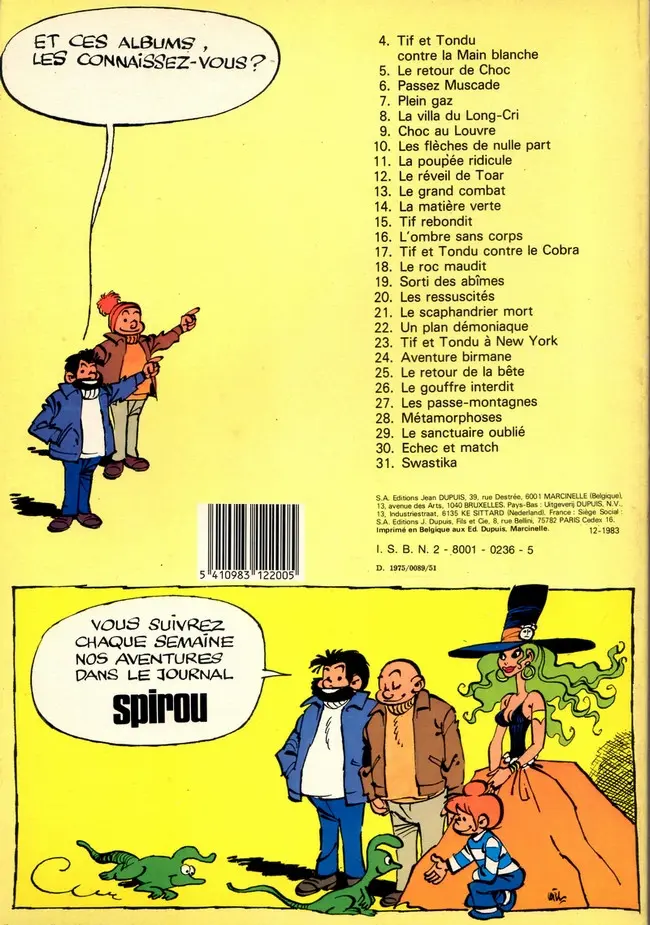 Verso de l'album Tif et Tondu Tome 6 Passez muscade