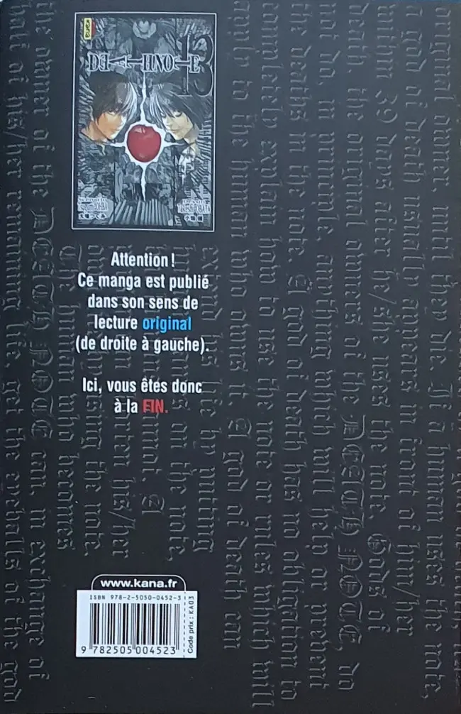Verso de l'album Death note 13 How to read - La vérité