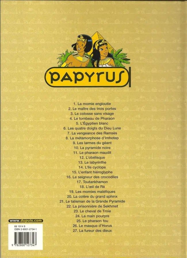 Verso de l'album Papyrus Tome 14 L'île cyclope