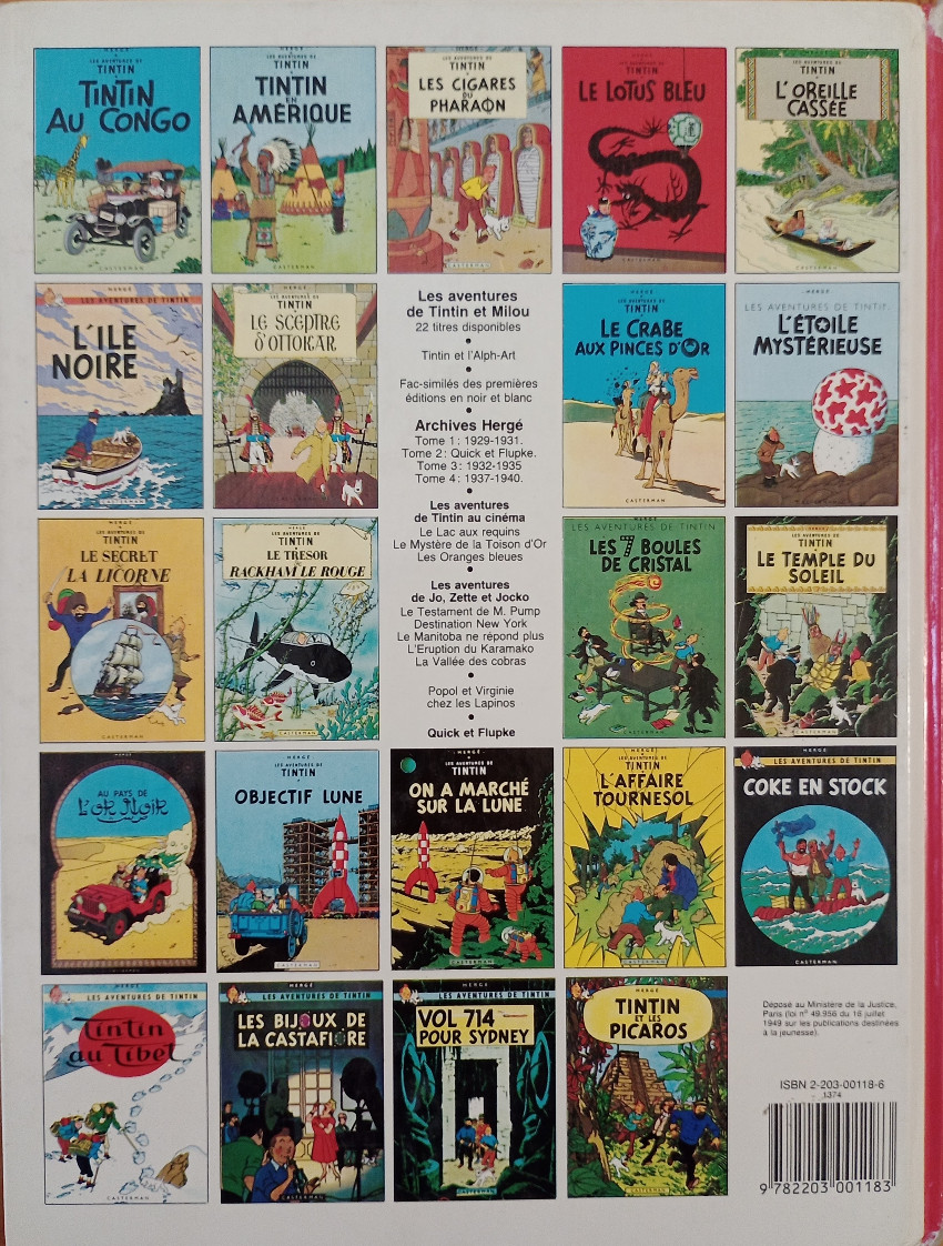 Verso de l'album Tintin Tome 19 Coke en stock