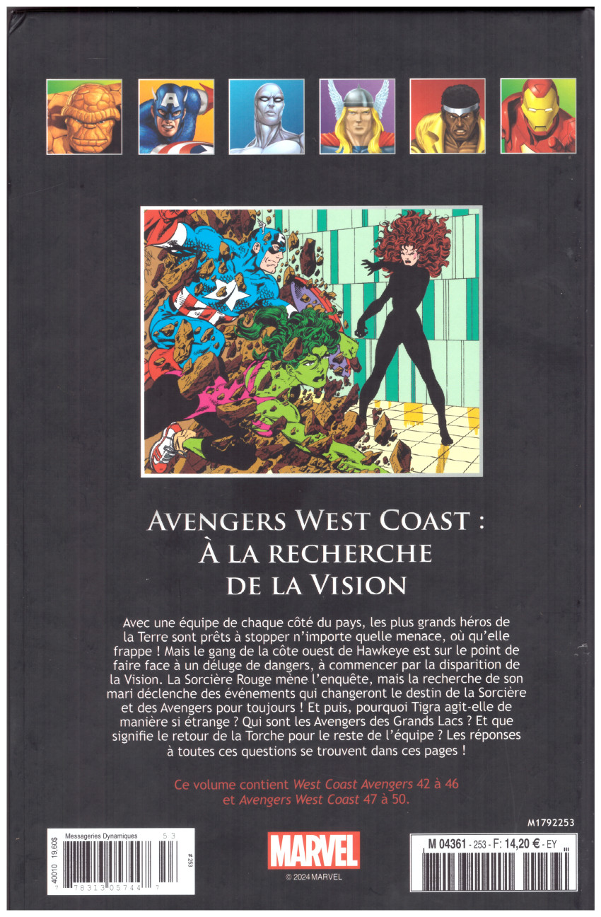 Verso de l'album Marvel Comics - La collection de référence Tome 253 Avengers West Coast : A la recherche de la Vision