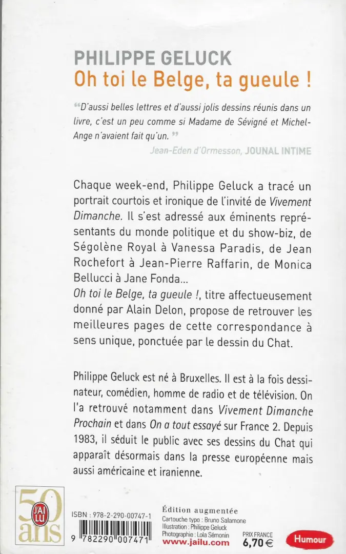 Verso de l'album Oh toi le Belge, ta gueule !