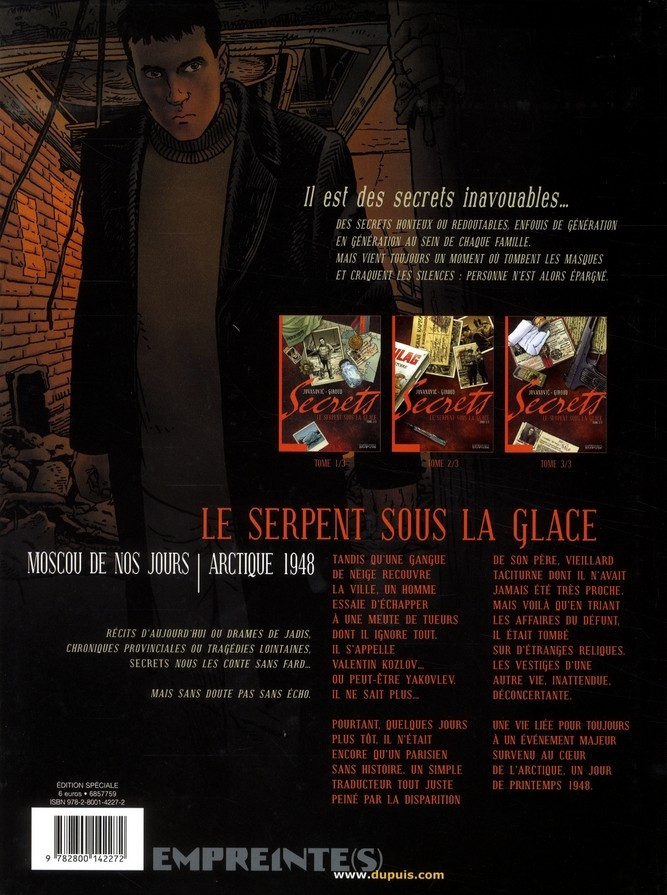 Verso de l'album Secrets - Le serpent sous la glace Tome 1