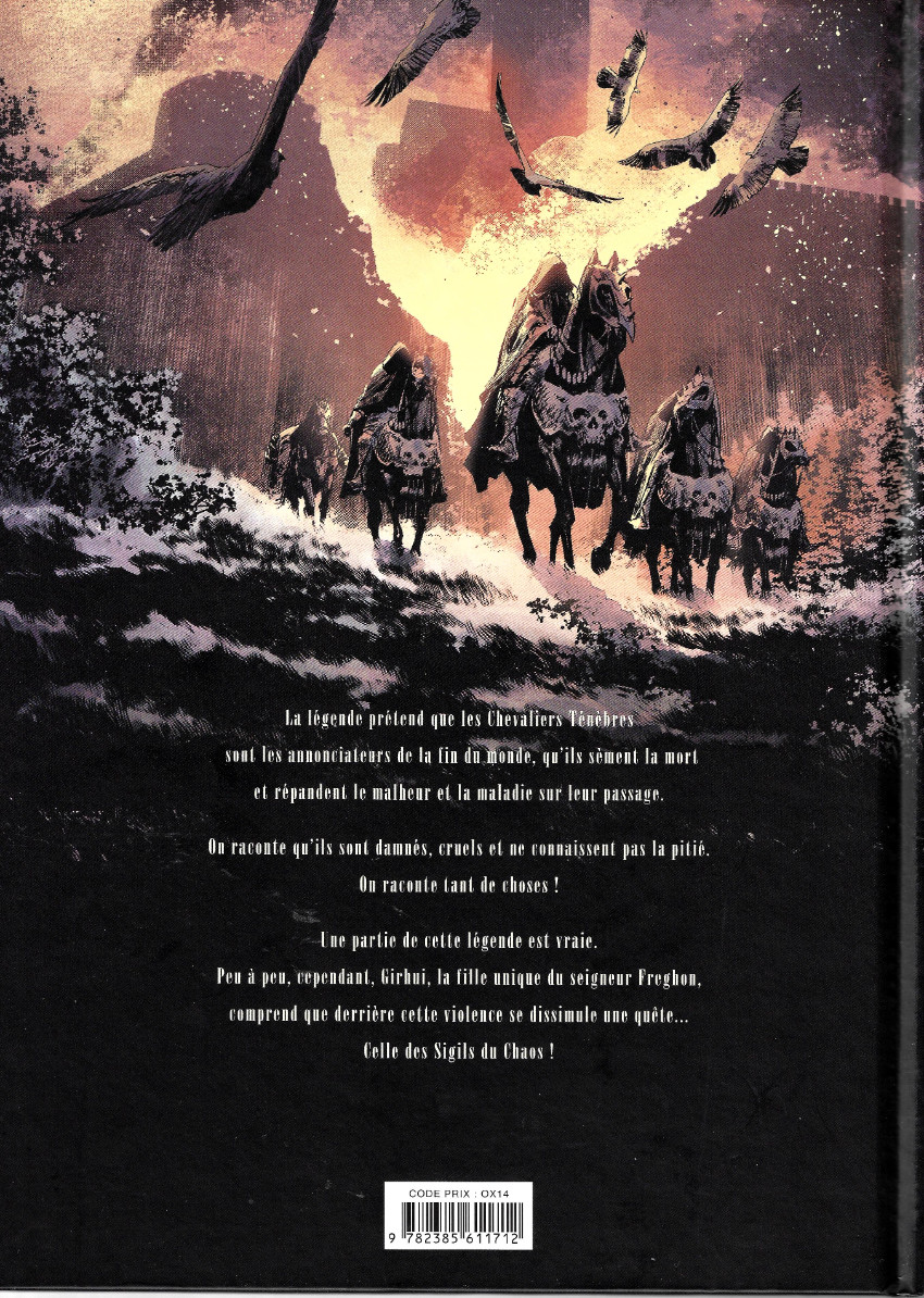Verso de l'album Les Chevaliers Ténèbres Épisode 1 Les Sigils du Chaos