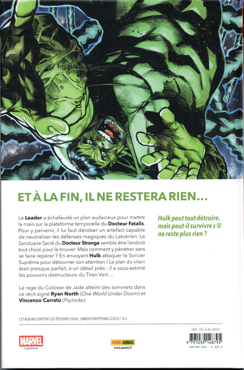 Verso de l'album Hulk écrase tout