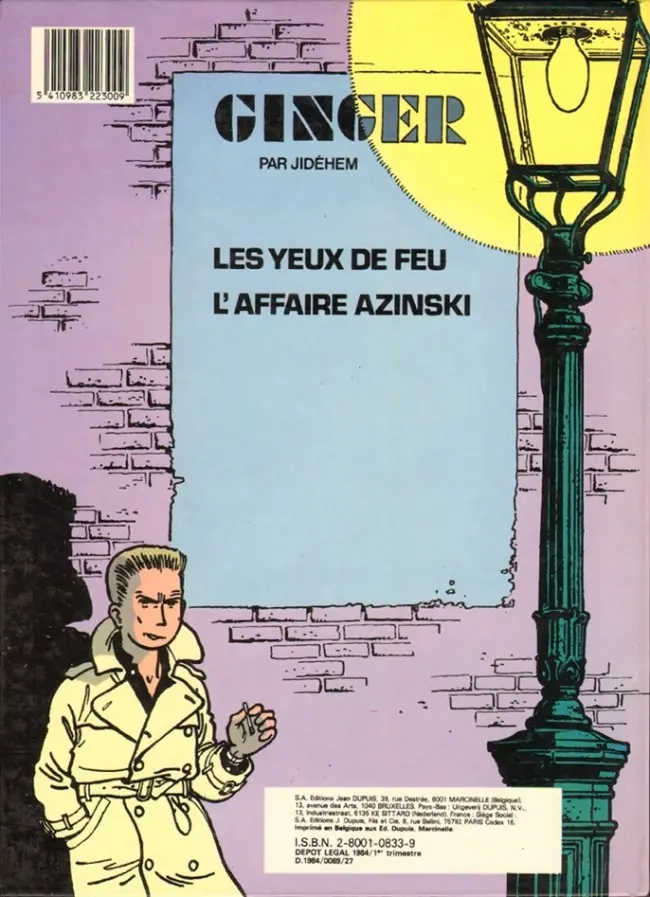 Verso de l'album Ginger Tome 5 L'affaire Azinski
