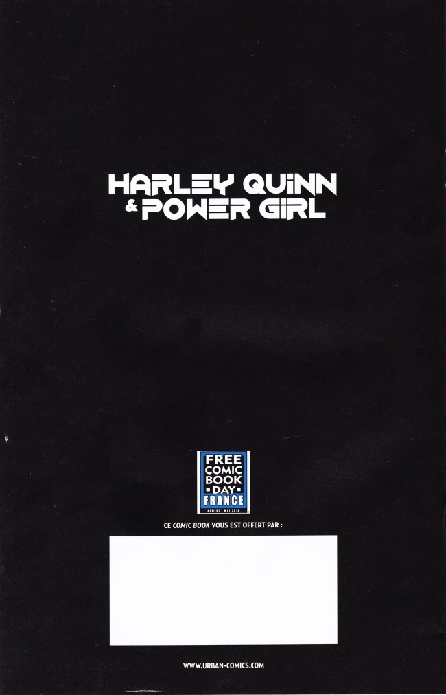 Verso de l'album Harley Quinn & Power Girl Free Comic Book Day