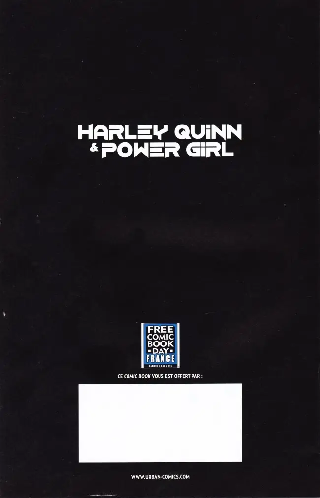 Verso de l'album Harley Quinn & Power Girl Free Comic Book Day